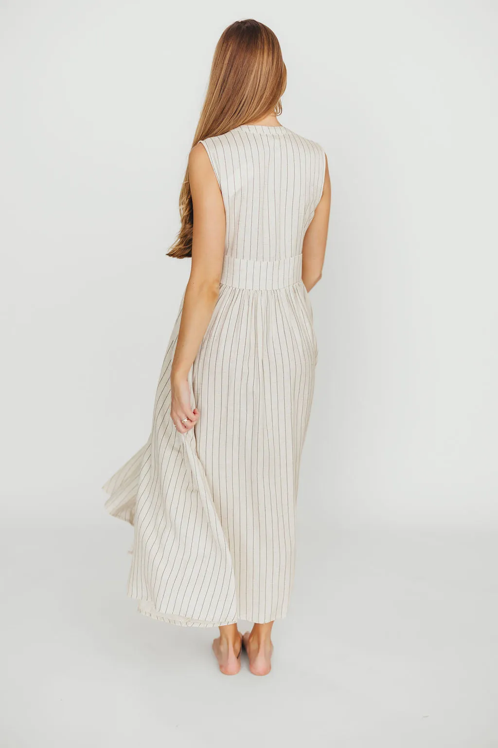 Pippy Button Down Maxi Dress in Natural/Black - Nursing Friendly sold by Worth Collective product image thumbnail 5