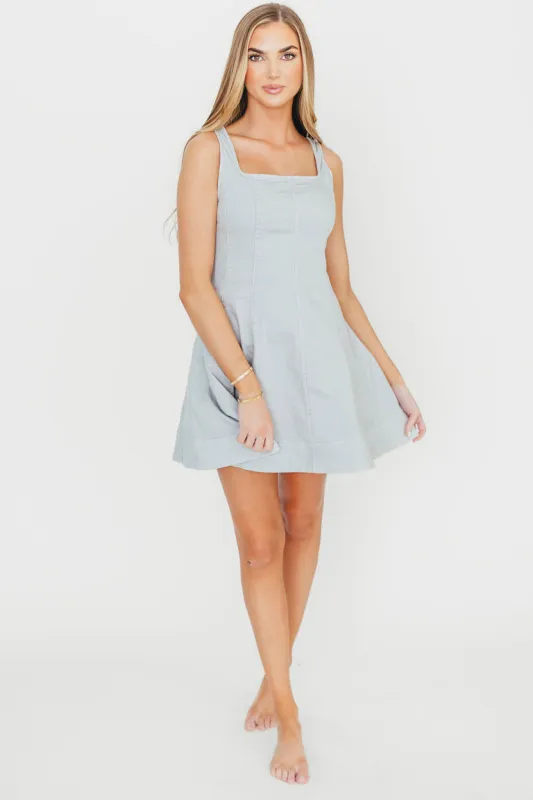 Faye Denim Sleeveless Mini Dress in Light Denim *Final-Sale* sold by Worth Collective