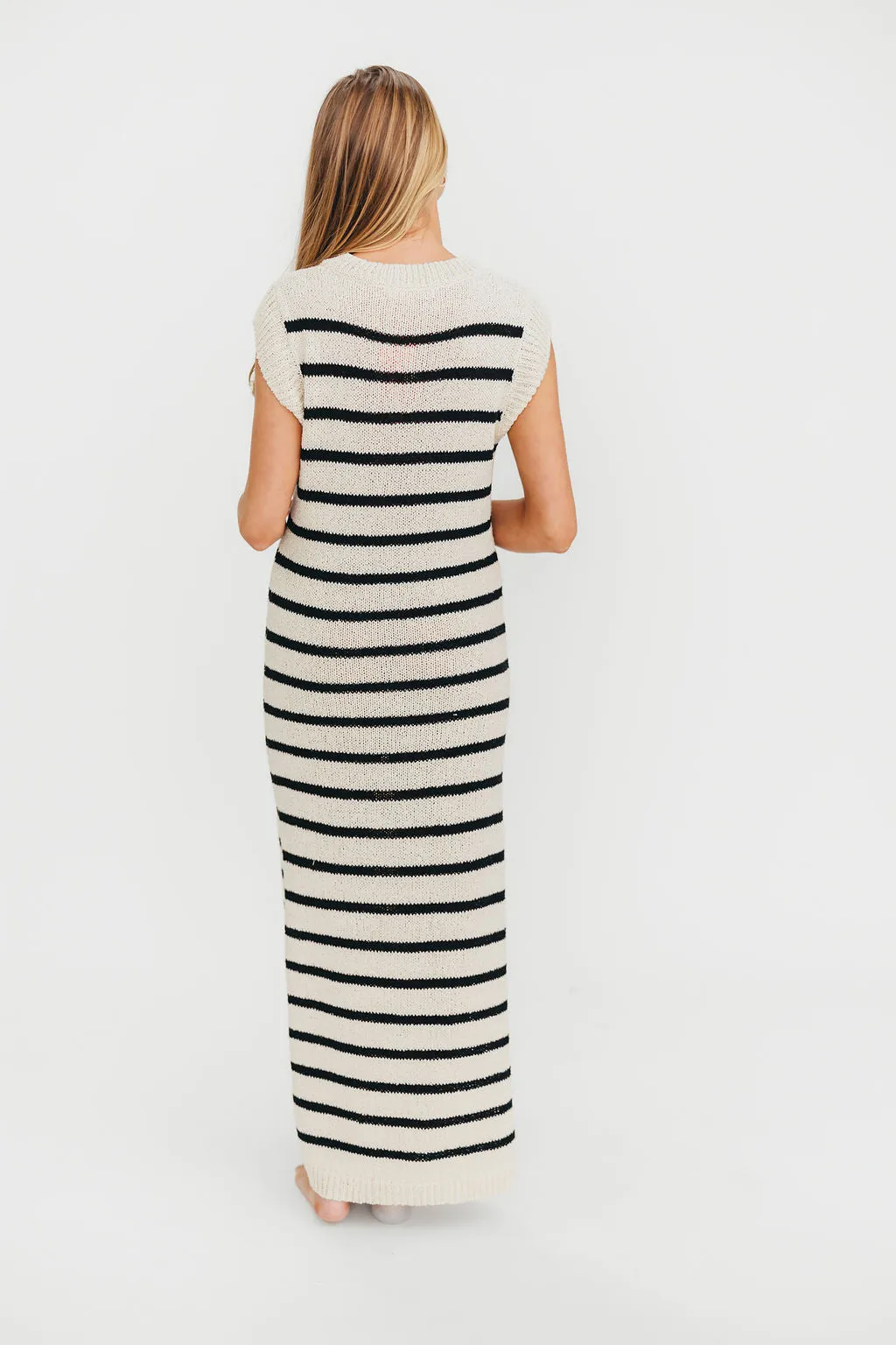 Maria Knit Maxi Dress in Natural/Black sold by Worth Collective product image thumbnail 5