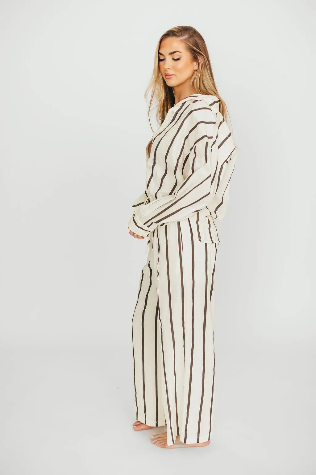 Sicily Button-Down Top in Black Stripe - Nursing Friendly *Final-Sale* sold by Worth Collective product image thumbnail 4