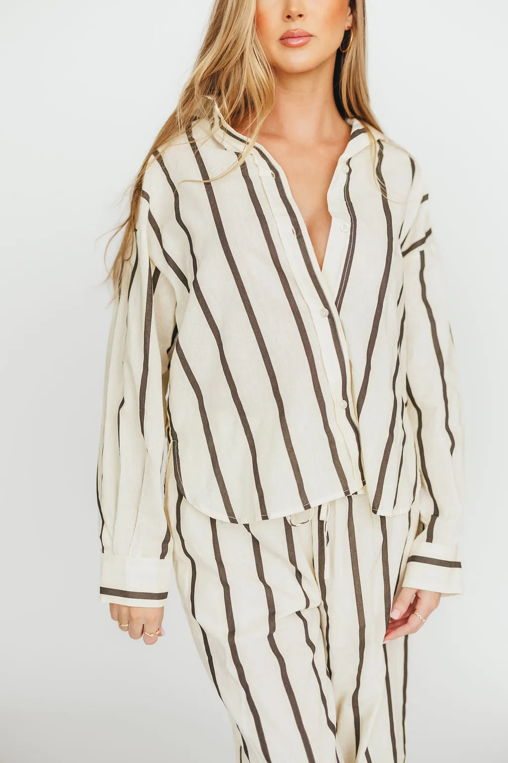 Sicily Button-Down Top in Black Stripe - Nursing Friendly *Final-Sale* sold by Worth Collective product image thumbnail 2