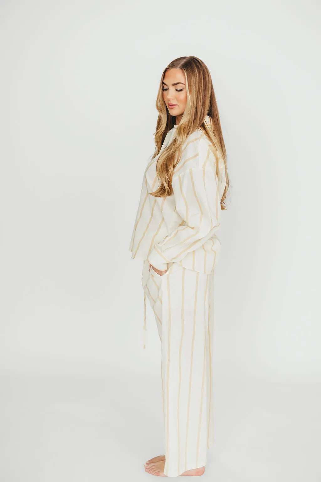 Rowan Pants in Beige Stripe *Final-Sale* sold by Worth Collective product image thumbnail 3