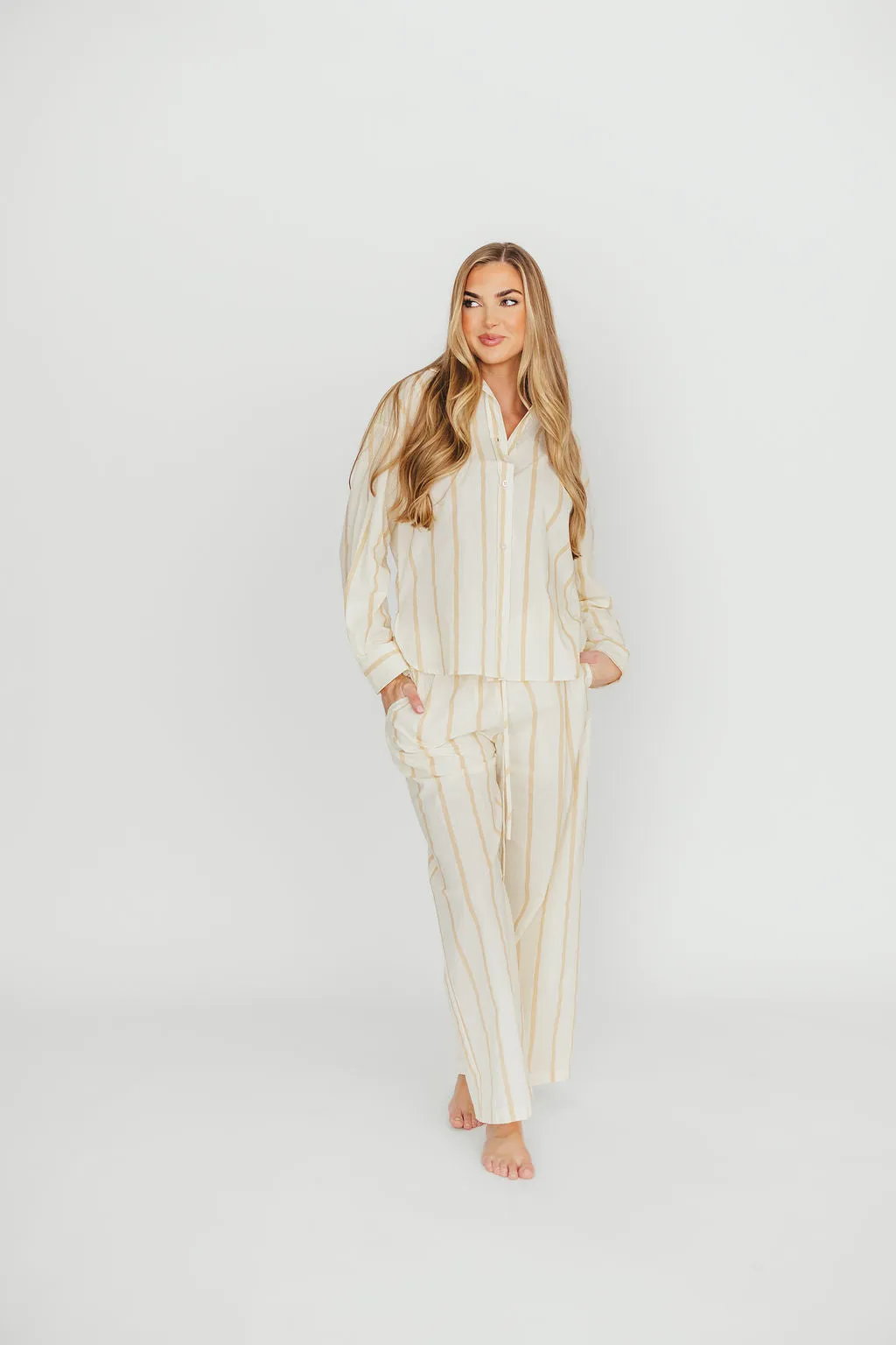 Rowan Pants in Beige Stripe *Final-Sale* sold by Worth Collective product image thumbnail 2