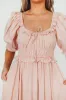 Crissy 100% Cotton Ruched Midi Dress in Dusty Pink - Bump Friendly sold by Worth Collective