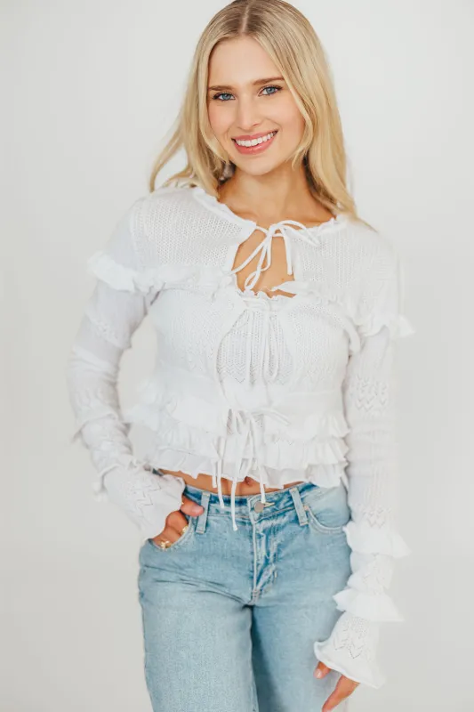 Zayne Cardigan and Strapless Tube Top And Sweater Set in Off-White sold by Worth Collective