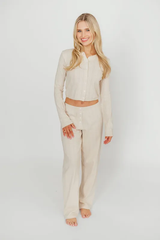 Miller 100% Cotton Pointelle Pants in Cream sold by Worth Collective