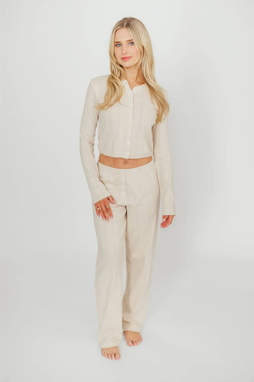 Miller 100% Cotton Pointelle Pants in Cream sold by Worth Collective product image thumbnail 2