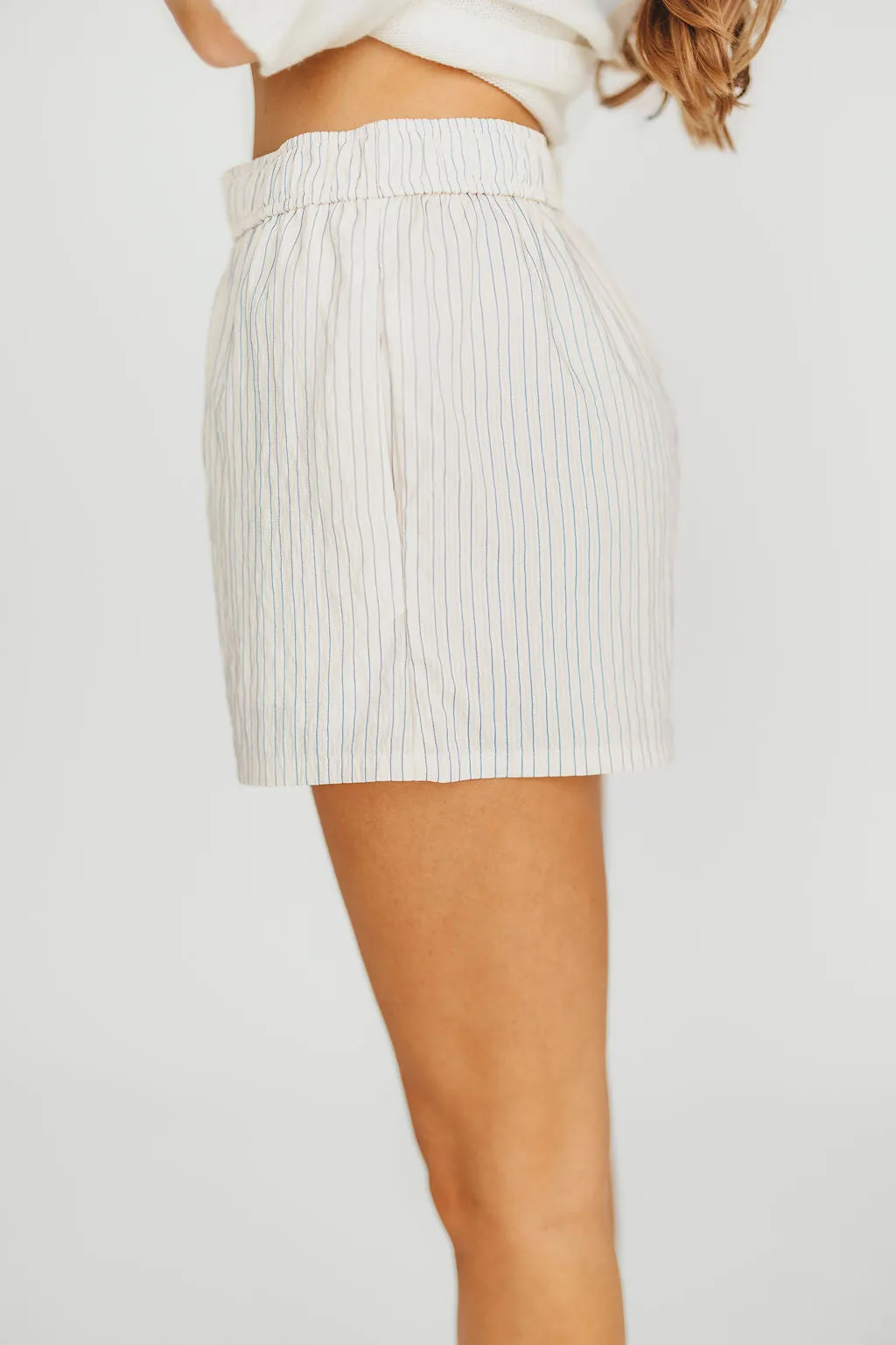Kaeli Striped Boxer Shorts in Cream/Blue *Final-Sale* sold by Worth Collective product image thumbnail 2