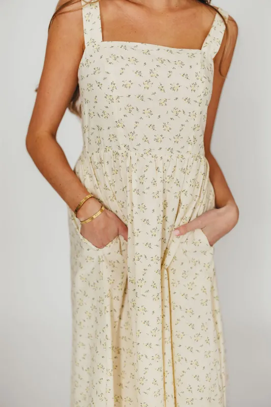 Tinsley 100% Cotton Midi Dress in Cream Floral sold by Worth Collective