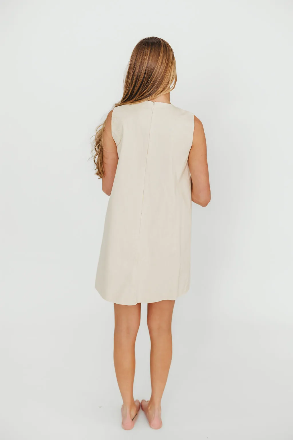 Zoey Wavy Trim Mini Dress in Sand sold by Worth Collective product image thumbnail 5