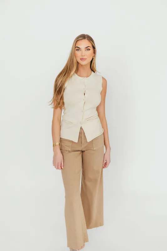 Mila Knit Top in Ecru - Nursing Friendly sold by Worth Collective