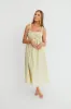 Raya Ruffle Trim Midi Dress in Yellow Floral sold by Worth Collective