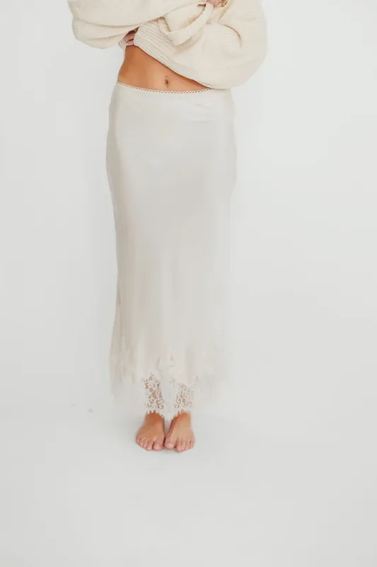 Isabelle French Lace Midi Skirt in Ivory sold by Worth Collective