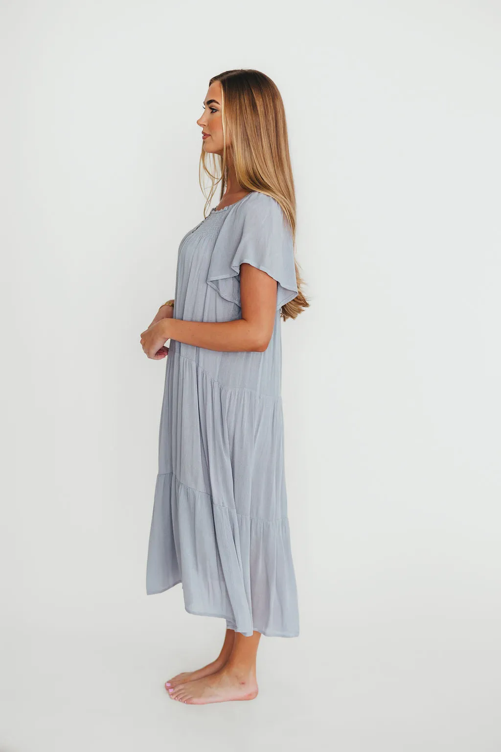 Eloise Flutter Sleeve Midi Dress in Slate sold by Worth Collective product image thumbnail 4