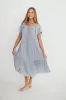 Eloise Flutter Sleeve Midi Dress in Slate sold by Worth Collective