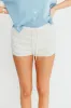 Rin Frilly Textured Shorts in Ivory sold by Worth Collective