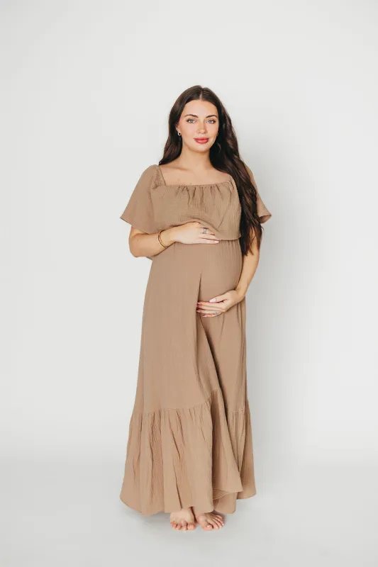 Josie 100% Cotton Maxi Dress in Dry Thyme - Bump & Nursing Friendly *Final-Sale* sold by Worth Collective