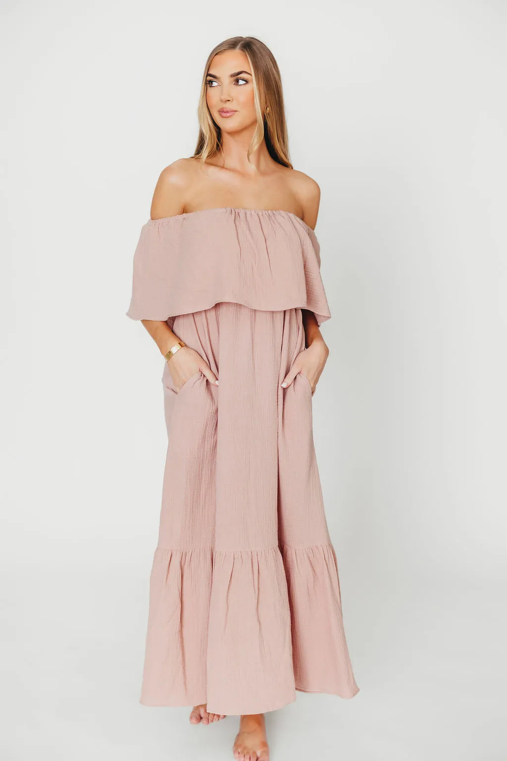 Josie 100% Cotton Maxi Dress in Rose - Bump & Nursing Friendly *Final-Sale* sold by Worth Collective
