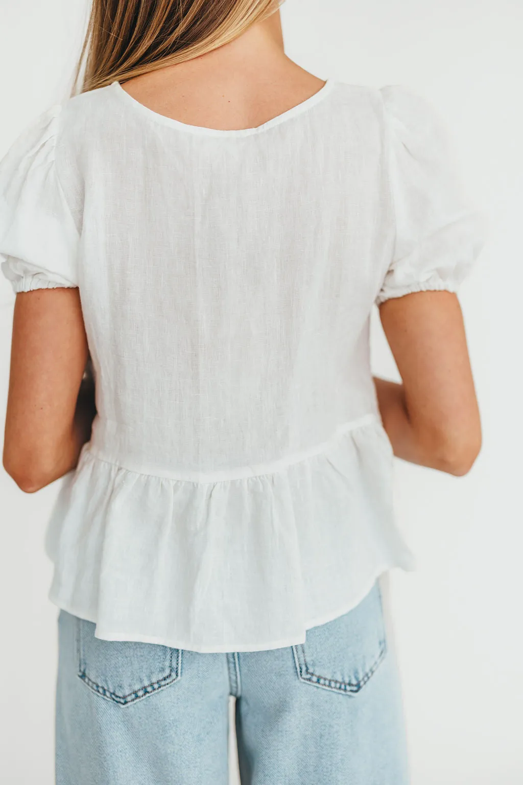 Mylie 100% Linen Woven Tie Top in Off-White sold by Worth Collective product image thumbnail 4