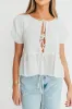 Mylie 100% Linen Woven Tie Top in Off-White sold by Worth Collective