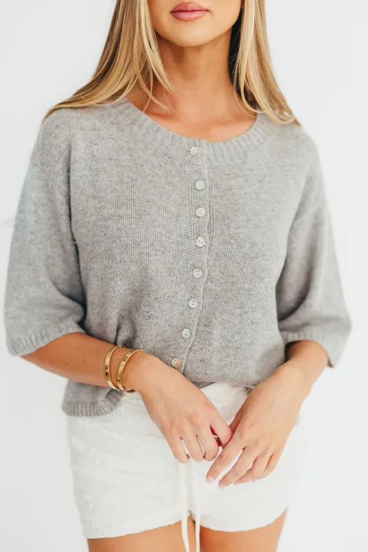 Stacey Cardigan in Heather Grey sold by Worth Collective