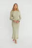 Mason Bow Tie Sweater Maxi Dress in Sage sold by Worth Collective