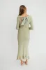 Mason Bow Tie Sweater Maxi Dress in Sage sold by Worth Collective