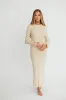 Mason Bow Tie Sweater Maxi Dress in Butter Cream sold by Worth Collective