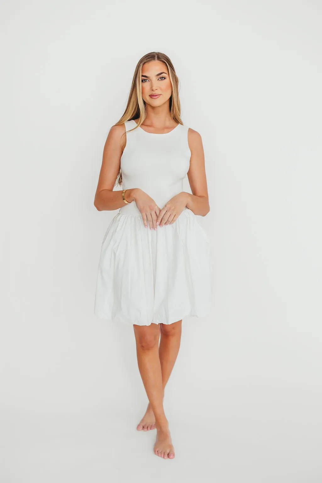 Audrey Bubble Mini Dress in White sold by Worth Collective product image thumbnail 5