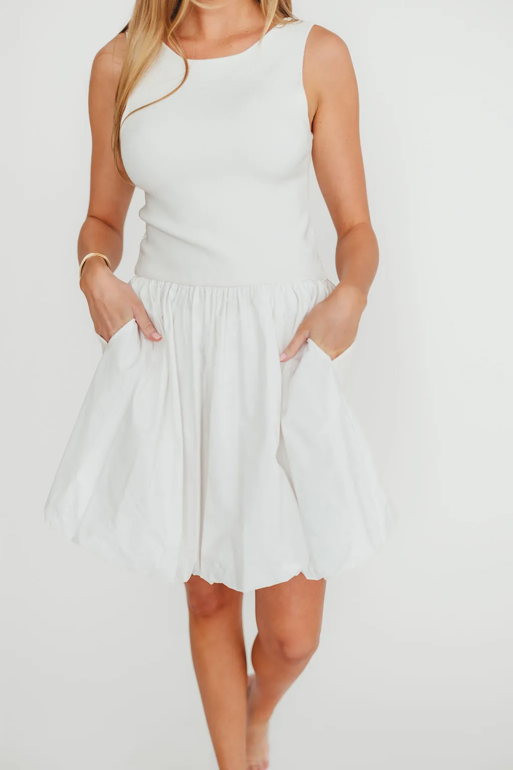Audrey Bubble Mini Dress in White sold by Worth Collective product image thumbnail 2