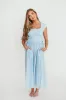 Delia Midi Dress in Blue sold by Worth Collective