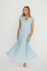 Brynn Ruffle Tiered Midi Dress in Blue sold by Worth Collective