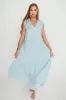 Brynn Ruffle Tiered Midi Dress in Blue sold by Worth Collective