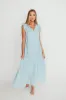 Brynn Ruffle Tiered Midi Dress in Blue sold by Worth Collective