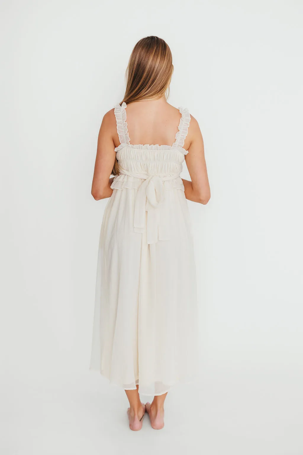 Demi Ruffle Midi Dress in Ecru sold by Worth Collective product image thumbnail 4