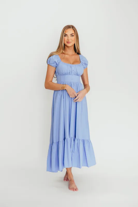 Hannah Midi Dress in Light Blue sold by Worth Collective