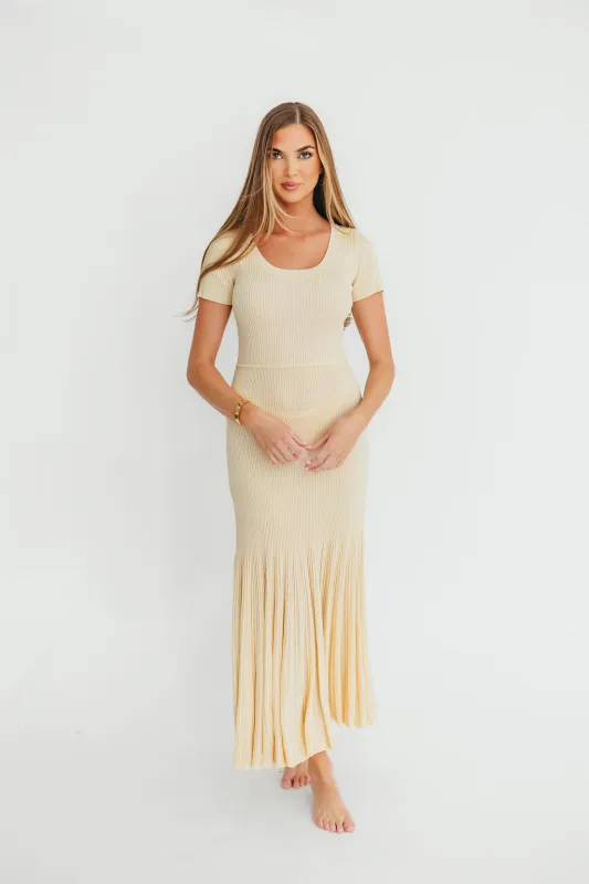 April Pleated Maxi Dress in Cream *Final-Sale* sold by Worth Collective