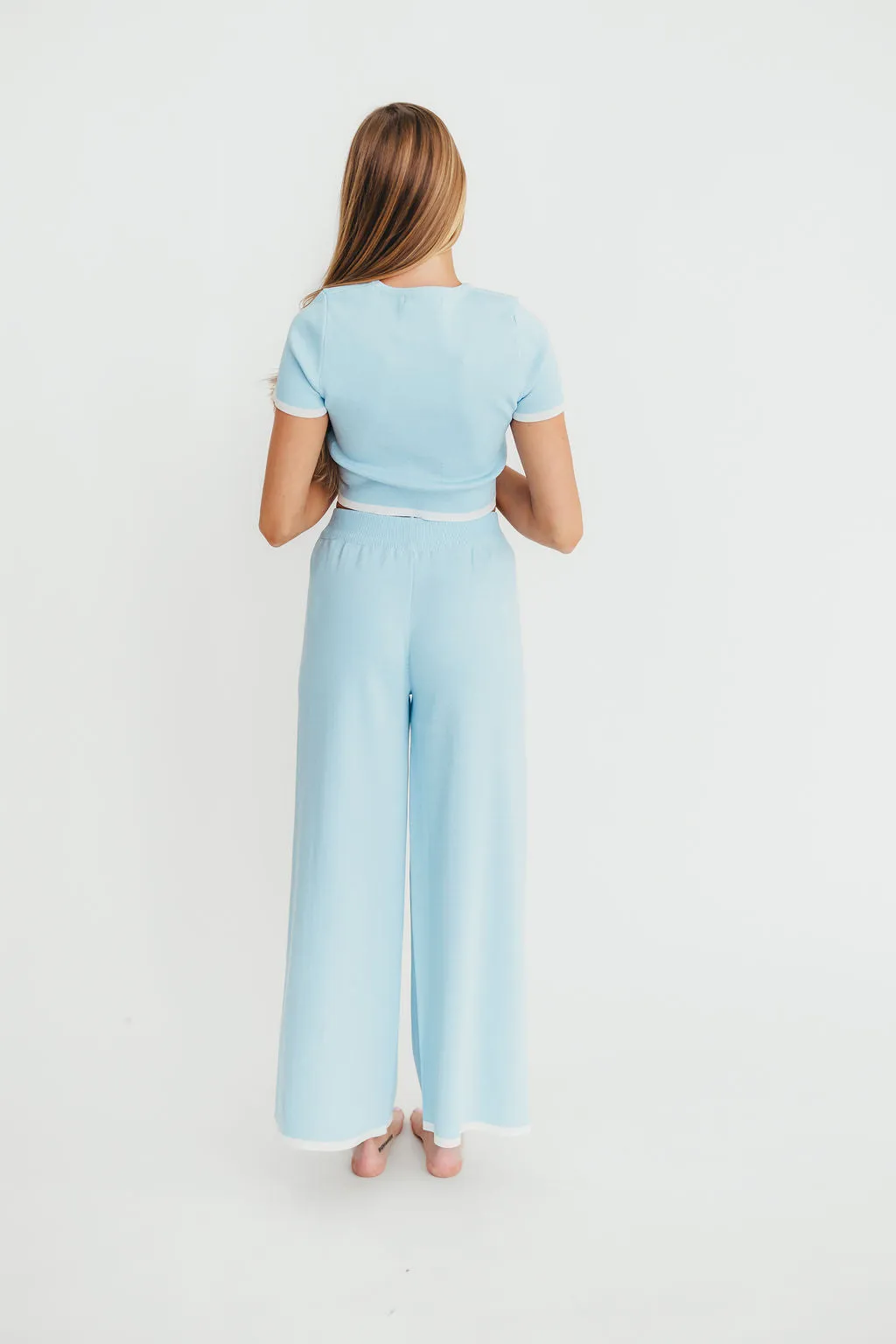 Lindsay Cropped Top and Pants Set in Light Blue sold by Worth Collective product image thumbnail 3