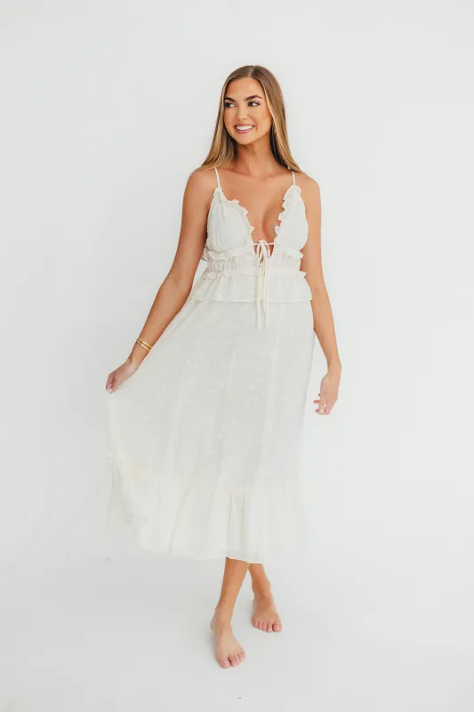 Jordan Midi Dress in Cream Floral sold by Worth Collective