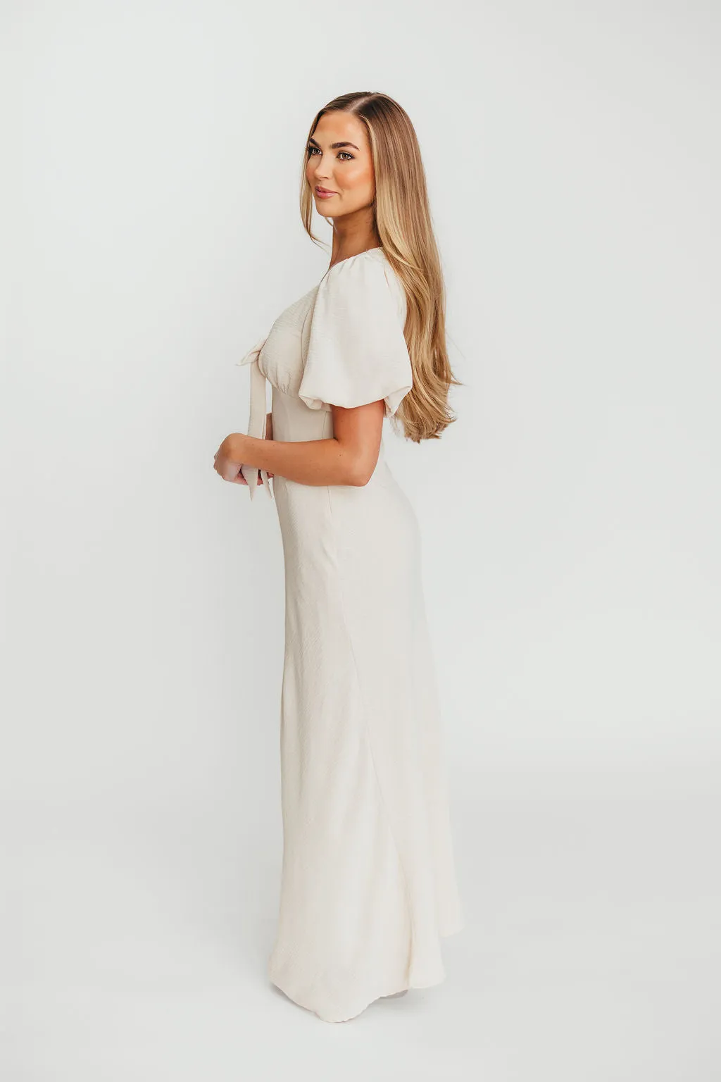 Selena Bow Front Maxi Dress in Ivory sold by Worth Collective product image thumbnail 3
