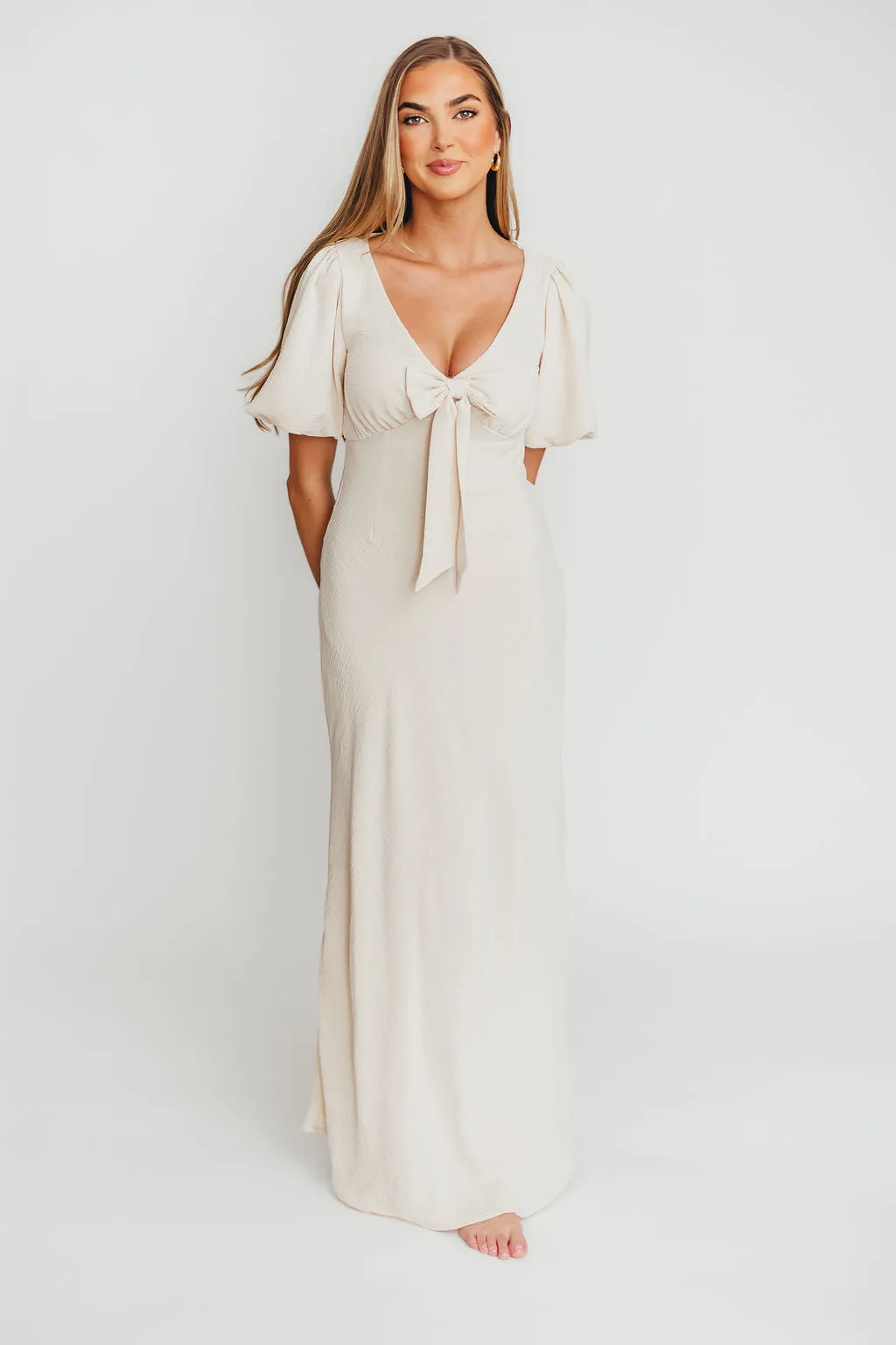 Selena Bow Front Maxi Dress in Ivory sold by Worth Collective product image thumbnail 5