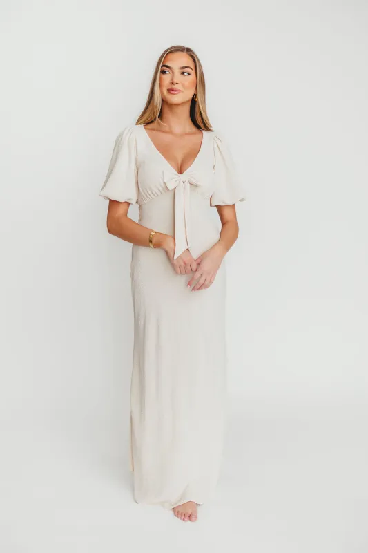 Selena Bow Front Maxi Dress in Ivory sold by Worth Collective