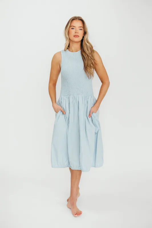 Isla 100% Cotton Dress in Blue sold by Worth Collective