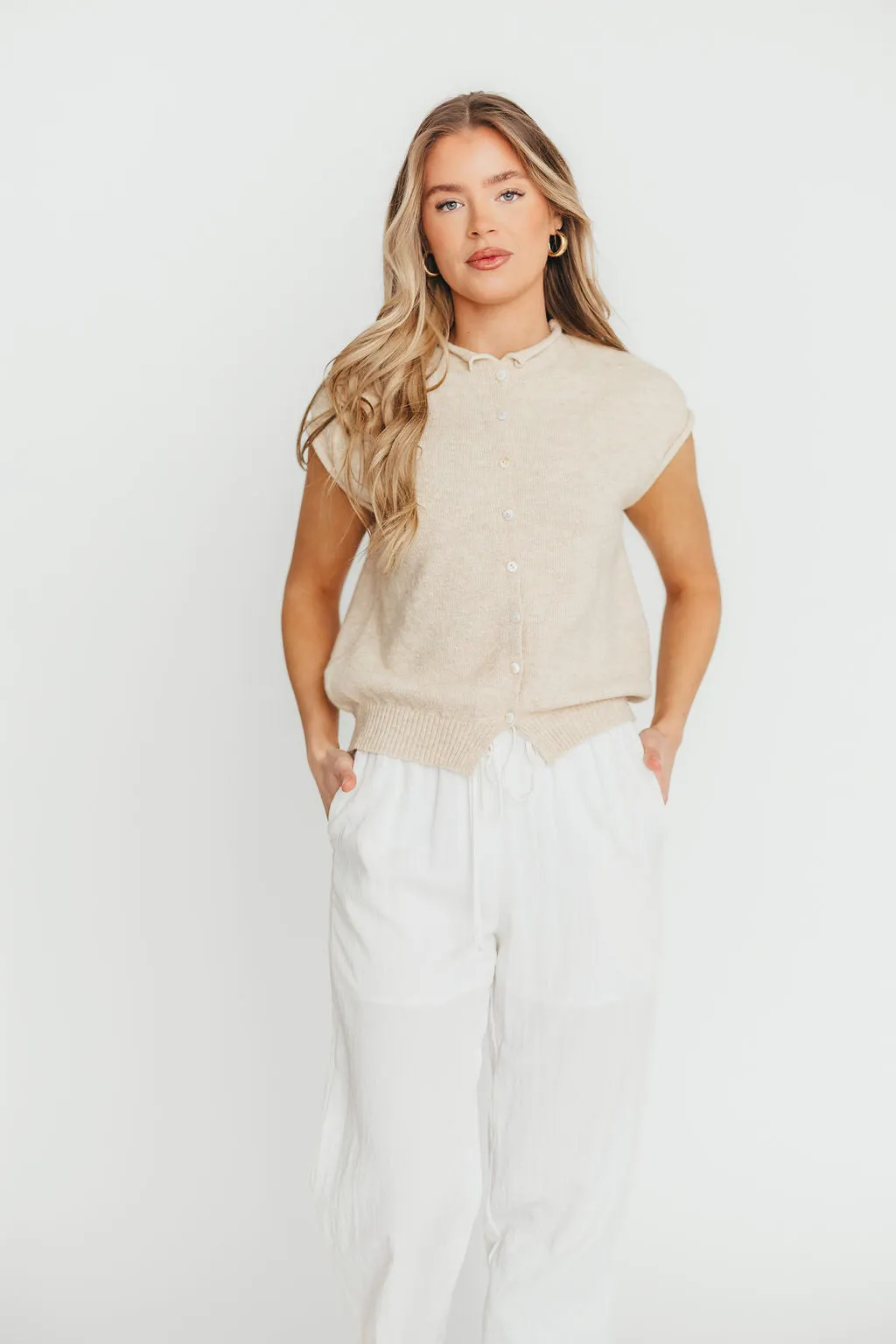 Wrenley Sweater Vest Cardigan in Natural sold by Worth Collective product image thumbnail 4