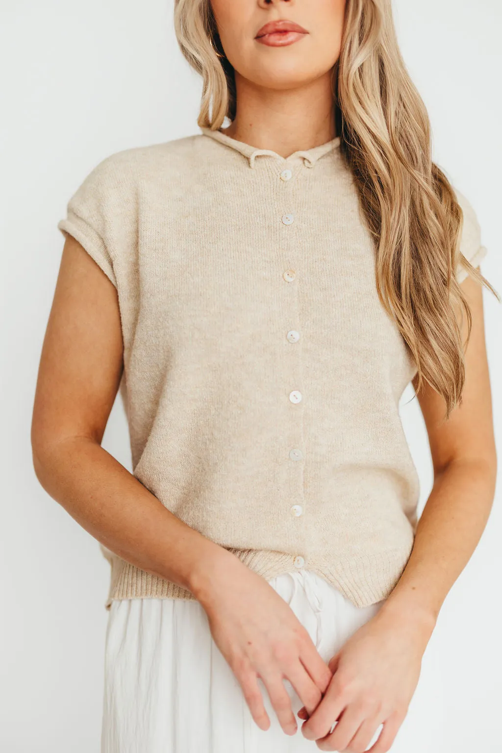Wrenley Sweater Vest Cardigan in Natural sold by Worth Collective