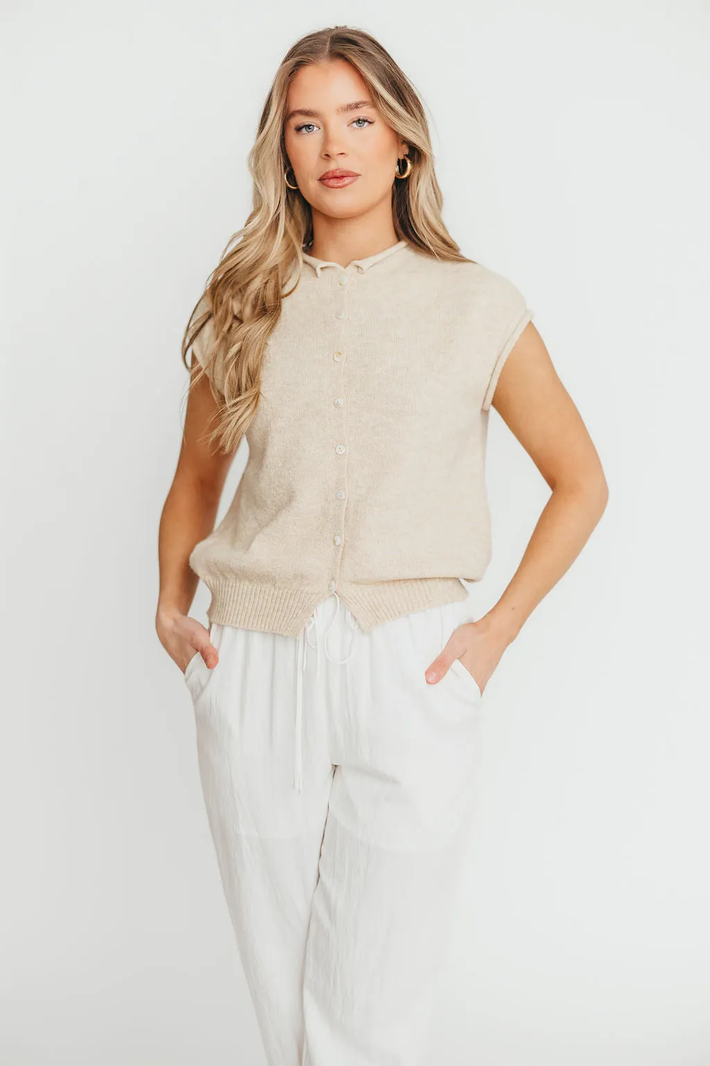 Wrenley Sweater Vest Cardigan in Natural sold by Worth Collective product image thumbnail 5