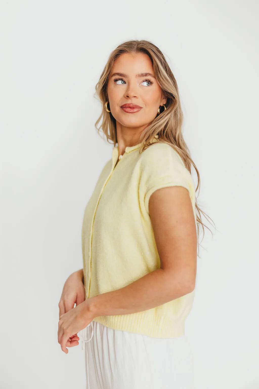 Wrenley Sweater Vest Cardigan in Butter sold by Worth Collective product image thumbnail 4