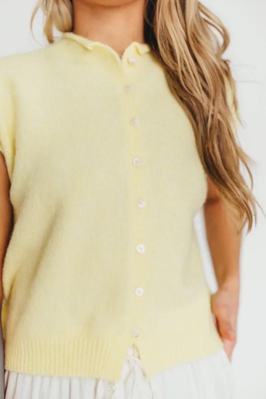 Wrenley Sweater Vest Cardigan in Butter sold by Worth Collective