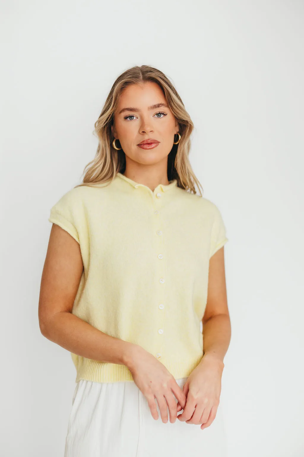 Wrenley Sweater Vest Cardigan in Butter sold by Worth Collective product image thumbnail 2