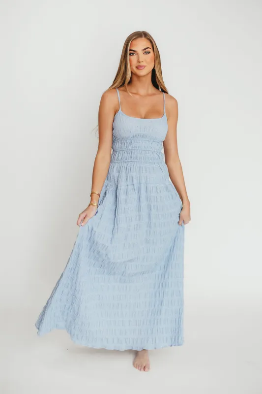 Marlow Gingham Maxi Dress in Sky Blue sold by Worth Collective